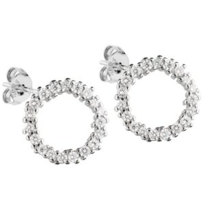 LÖB Paar Ohrstecker Ohrringe Silber Stecker Kreis Ring Offen Strass Zirkonia Rund Modern (Geschenke für Frauen Freundin zum Geburtstag Ostern