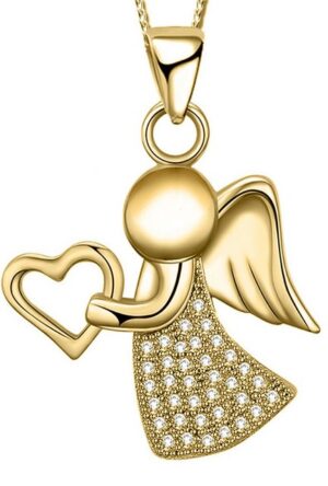 Limana Kette mit Anhänger Damen Kinder Mädchen 925 Silber Gold Engel Schutzengel Halskette (inkl. Geschenkdose)