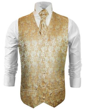 Paul Malone Anzugweste Herren Hochzeitsweste mit Plastron Set 2tlg paisley - Bräutigam (Set