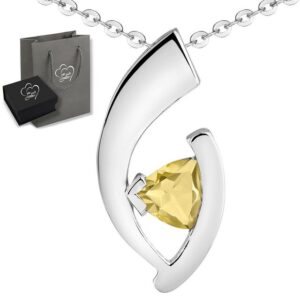 Limana Kette mit Anhänger echter Edelstein lemon Topas 925 Sterling Silber 50cm Edelsteinschmuck (inkl. Herz Geschenkdose und Tasche)