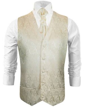 Paul Malone Anzugweste Herren Hochzeitsweste mit Plastron Set 2tlg paisley - Bräutigam (Set