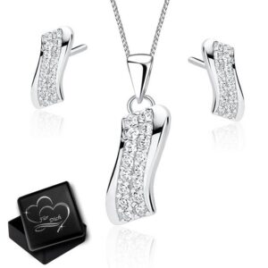 Limana Schmuckset Damen Frauen echt 925 Sterling Silber Ohrstecker Ohrringe mit Kette