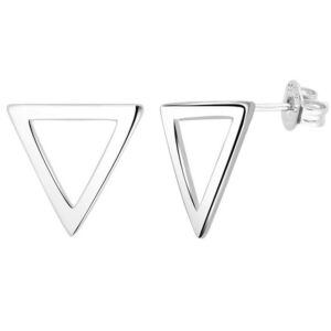 LÖB Paar Ohrstecker Ohrringe Silber Dreieck Ohrstecker Flach Offen Minimalistisch Modern (Geschenke für Frauen Freundin Mutter Mama zum Geburtstag Muttertag Muttertagsgeschenk