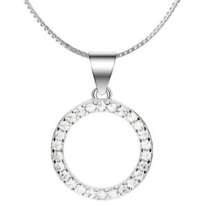 LÖB Kette mit Anhänger Halskette 925 Silber Zirkonia Ring Kreis Anhänger