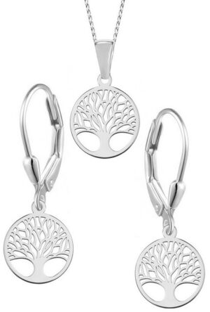 Limana Schmuckset Damen Set 925 Silber Baum des Lebens Kette mit Ohrringe