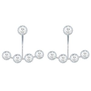 LÖB Paar Ohrstecker Damen Ohrringe Hängend 925 Silber Ear Jacket Zirkonia Glitzer Steine (Geschenke für Frauen Freundin Mutter Mama zum Geburtstag Muttertag Muttertagsgeschenk