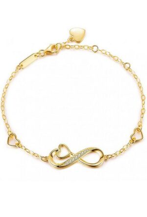 Limana Goldarmband verstellbar 925 Silber Gold Undenlichkeit-Symbol Herz Damen Armband (inkl. Geschenk-Dose mit Herz)