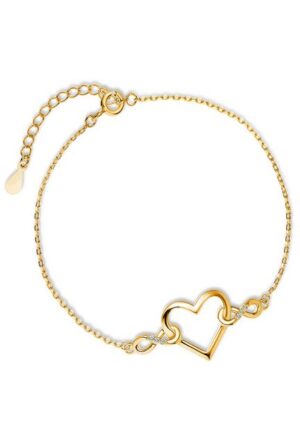 Limana Goldarmband Damen Frauen Armband 925 Silber goldendes Herz Unendlichkeit Liebe (Inkl. Geschenk-Dose mit Herz)