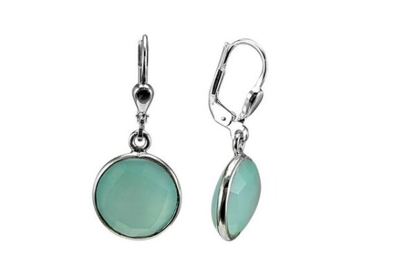 ALUNA Paar Ohrhänger Silber 925 mit Aqua-Chalcedon rund