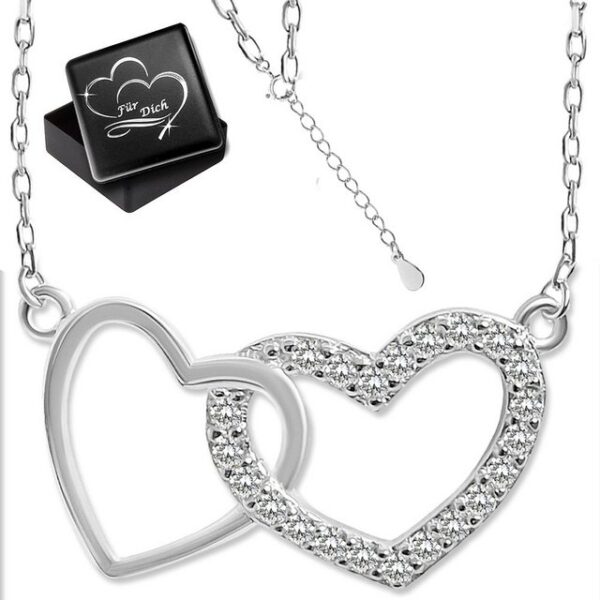 Limana Herzkette Damen Frauen Kette mit Herz echt 925 Sterling Silber 42-45cm (inkl. Geschenkdose)