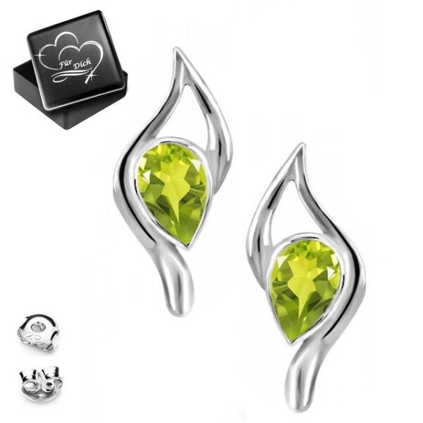 Limana Paar Ohrstecker Damen grüne Peridot Ohrstecker 925 Sterling Silber mit Edelsteine (mit Herz Gravur Dose)