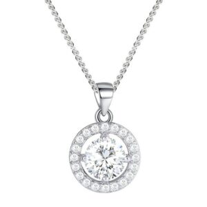 LÖB Kette mit Anhänger Damen Kette 925 Silber Zirkonia Anhänger Solitär Rund Tropfen Stein (Geschenke für Frauen Freundin Mutter Mama zum Geburtstag Muttertag Muttertagsgeschenk)