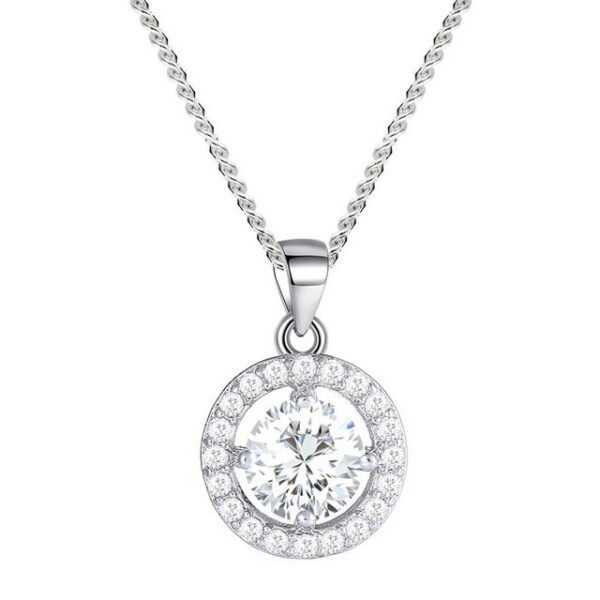 LÖB Kette mit Anhänger Damen Kette 925 Silber Zirkonia Anhänger Solitär Rund Tropfen Stein (Geschenke für Frauen Freundin Mutter Mama zum Geburtstag Muttertag Muttertagsgeschenk)