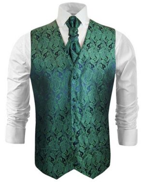 Paul Malone Anzugweste Herren Hochzeitsweste mit Plastron Set 2tlg paisley - Bräutigam (Set