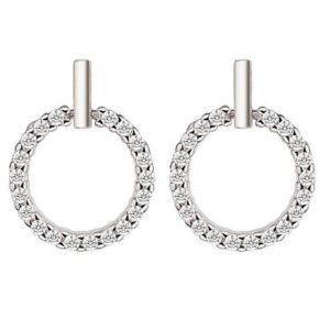 LÖB Paar Ohrstecker Ohrringe Hängend Silber Stab Kreis Offen Zirkonia Steine Ring Anhänger (Geschenke für Frauen Freundin Mutter Mama zum Geburtstag Muttertag Muttertagsgeschenk