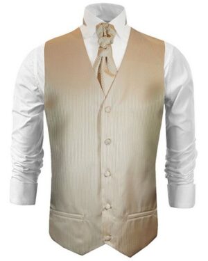 Paul Malone Anzugweste Herren Hochzeitsweste mit Plastron Set 2tlg gestreift - Bräutigam (Set