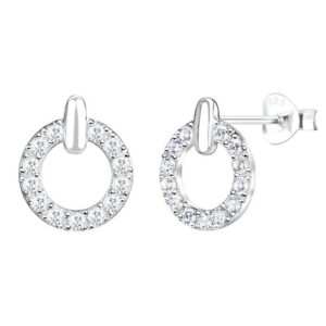 LÖB Paar Ohrstecker Ohrringe 925 Silber Zirkonia Kreis Offen Ring Ohrstecker Glitzer Stein (Geschenke für Frauen Freundin Mutter Mama zum Geburtstag Muttertag Muttertagsgeschenk