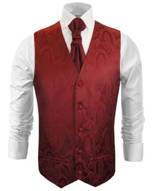 Paul Malone Anzugweste Herren Hochzeitsweste mit Plastron Set 2tlg paisley - Bräutigam (Set