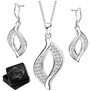 Limana Ohrring und Ketten Set Damen Frauen Geschenke Set echt 925 Sterling Silber (inkl. Herz Geschenkdose)