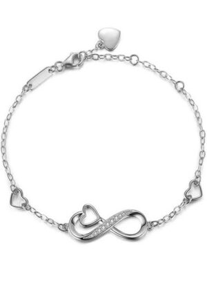 Limana Silberarmband verstellbar 925 Silber Herz Undenlichkeit-Symbol Damen Armband (inkl. Geschenk-Dose mit Herz)