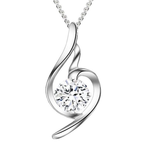 LÖB Kette mit Anhänger Damen Halskette Silber Tropfen Anhänger Oval Zirkonia Stein Weiß (Geschenke für Frauen Freundin zum Geburtstag Ostern