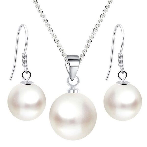 LÖB Ohrring und Ketten Set Damen Schmuckset 925 Silber Perlen-Anhänger Halskette Perlenohrringe (Geschenke für Frauen Freundin zum Geburtstag Weihnachten Weihnachtsgeschenke)