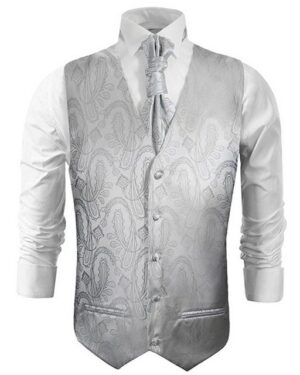 Paul Malone Anzugweste Herren Hochzeitsweste mit Plastron Set 2tlg paisley - Bräutigam (Set