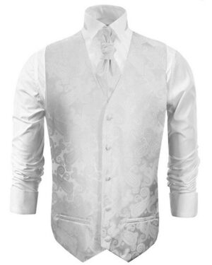 Paul Malone Anzugweste Herren Hochzeitsweste mit Plastron Set 2tlg paisley - Bräutigam (Set