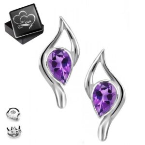 Limana Paar Ohrstecker Damen echte lila Amethyst Edelstein Ohrstecker 925 Sterling Silber (mit Herz Gravur Dose)